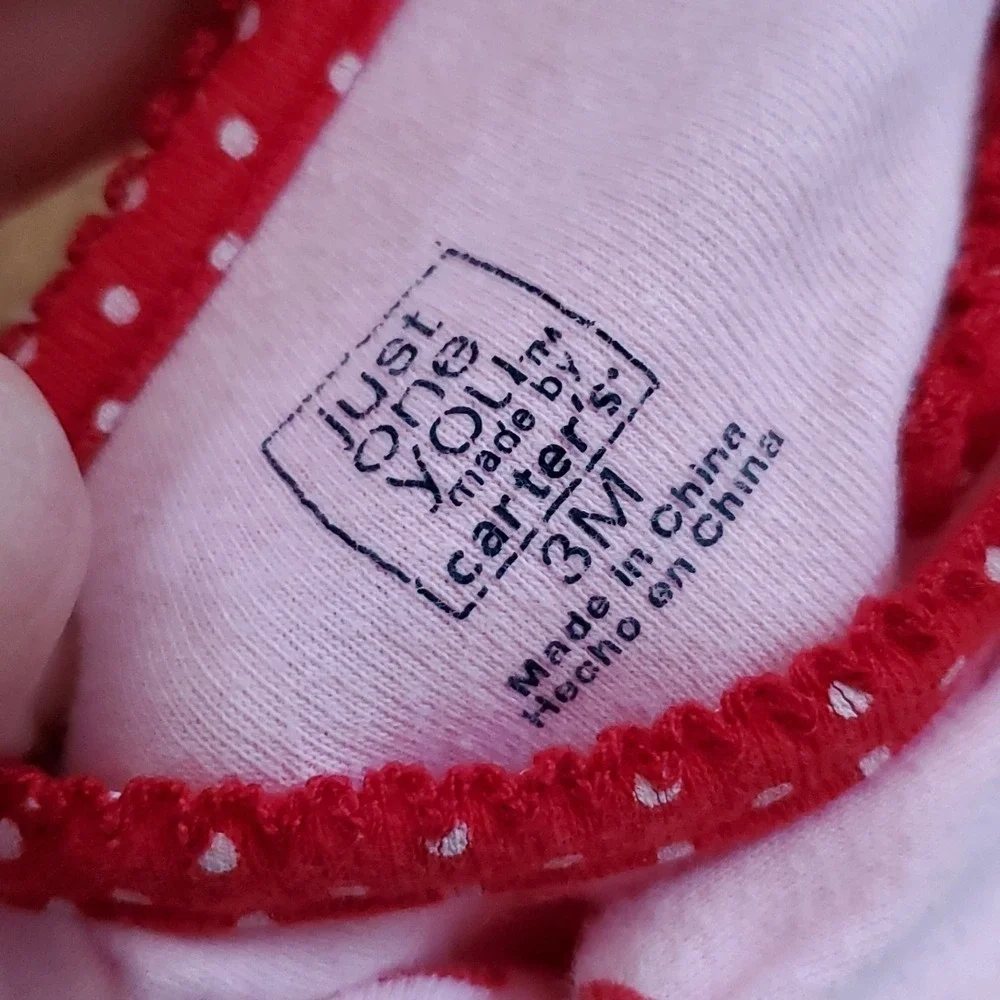 Circo Girls Pink polka Dot‎ Mom Footie and Carters Pink Heart Footie 3M